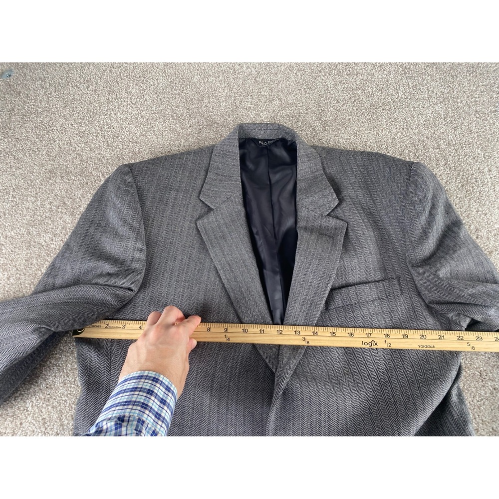 Jos A Bank Classic Collection Grey Herringbone 100% Wool Blazer Sport Coat 44L - Picture 8 of 14